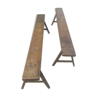 Oak benches (pair)