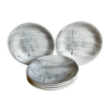 Six assiettes céramique Niderviller service "Chatons" années 50.