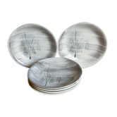 Six assiettes céramique Niderviller service "Chatons" années 50.