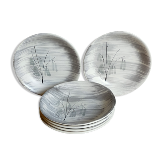 Six Niderviller ceramic plates service "Chatons" 50s.