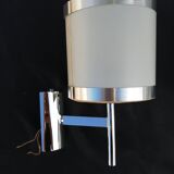 Pair of chrome design wall lights and vintage white hat 1970
