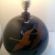 Hand-painted black opaline ball lamp base c.1930/40 Jacques Adnet style
