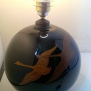 Hand-painted black opaline ball lamp base c.1930/40 Jacques Adnet style
