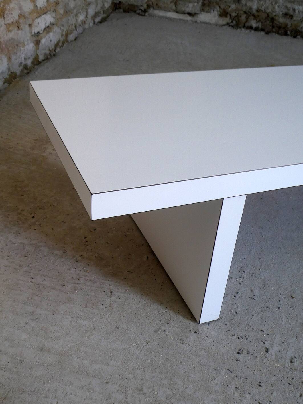 large white Formica coffee table, 1980