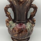 Old vase with polychrome enamelled ceramic coves with effect 21.5