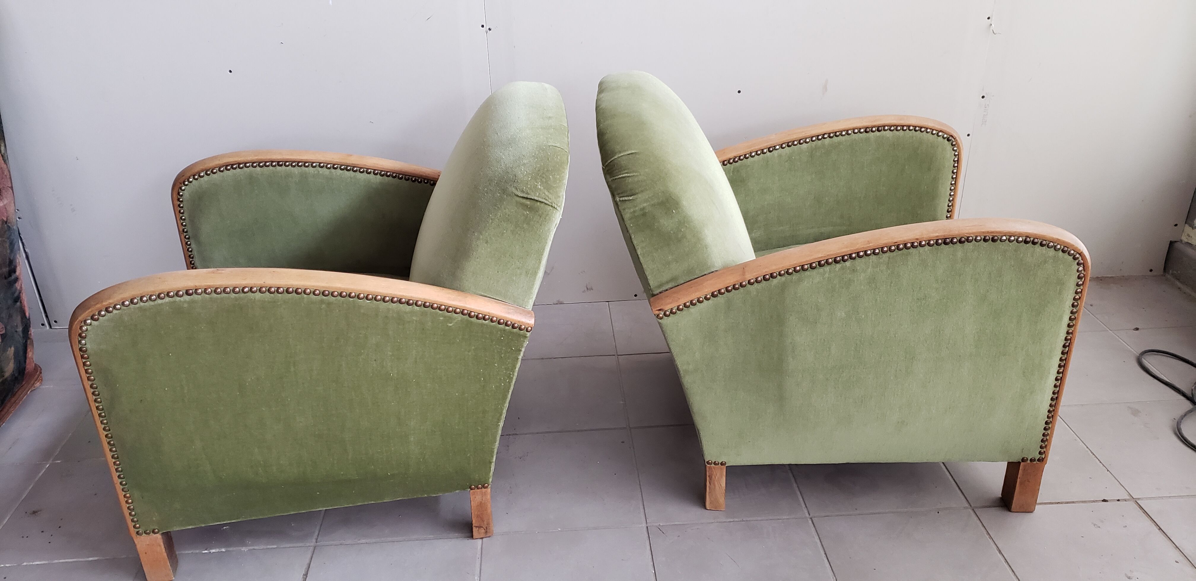 Pair of club art deco armchairs