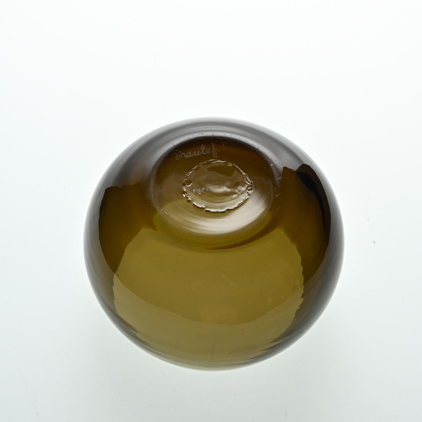 Small amber blown glass container by Claude Morin, Dieulefit circa 1970