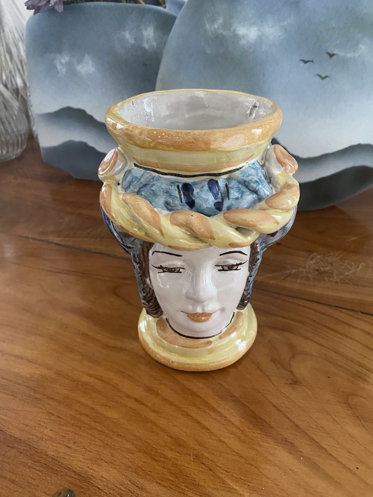 Ceramic Moorish head vase Caltagirone Sicily