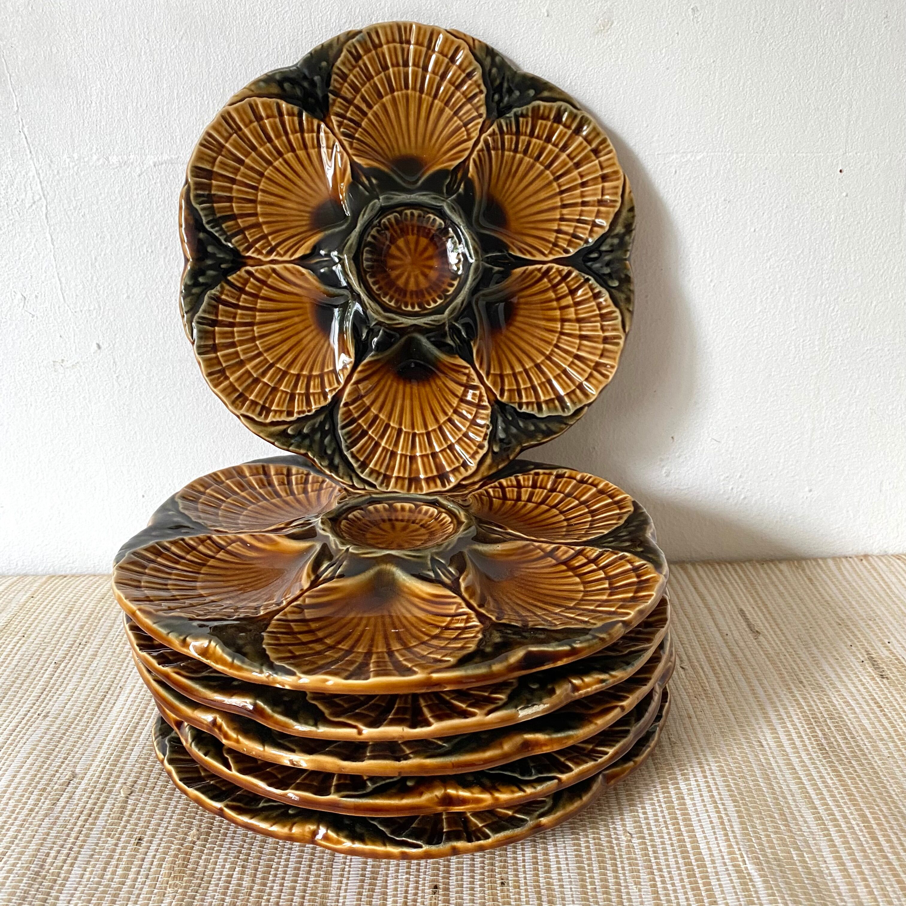 Sarreguemines slurry oyster plates