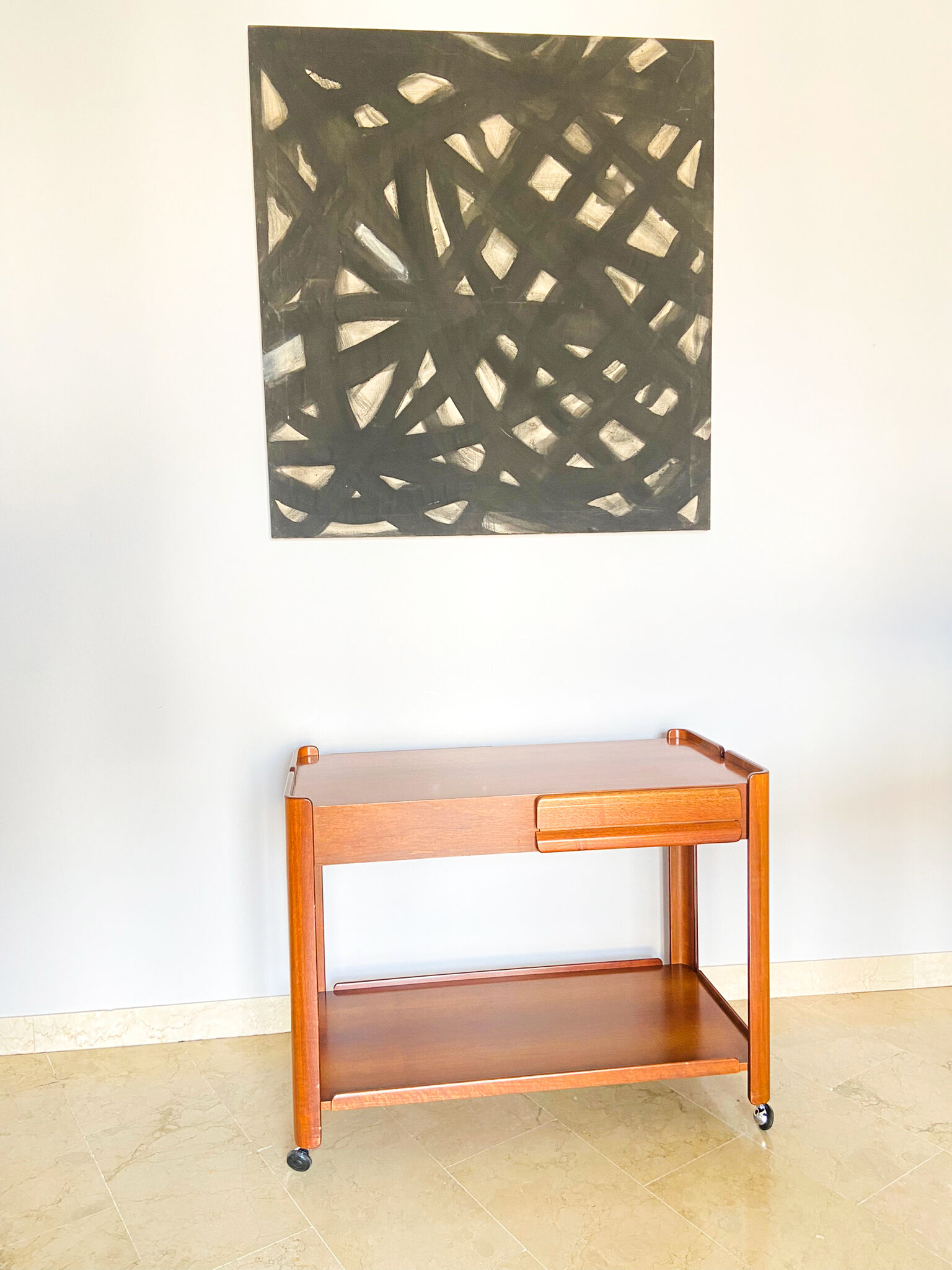 Walnut coffee table with two drawers, Italy 1970s