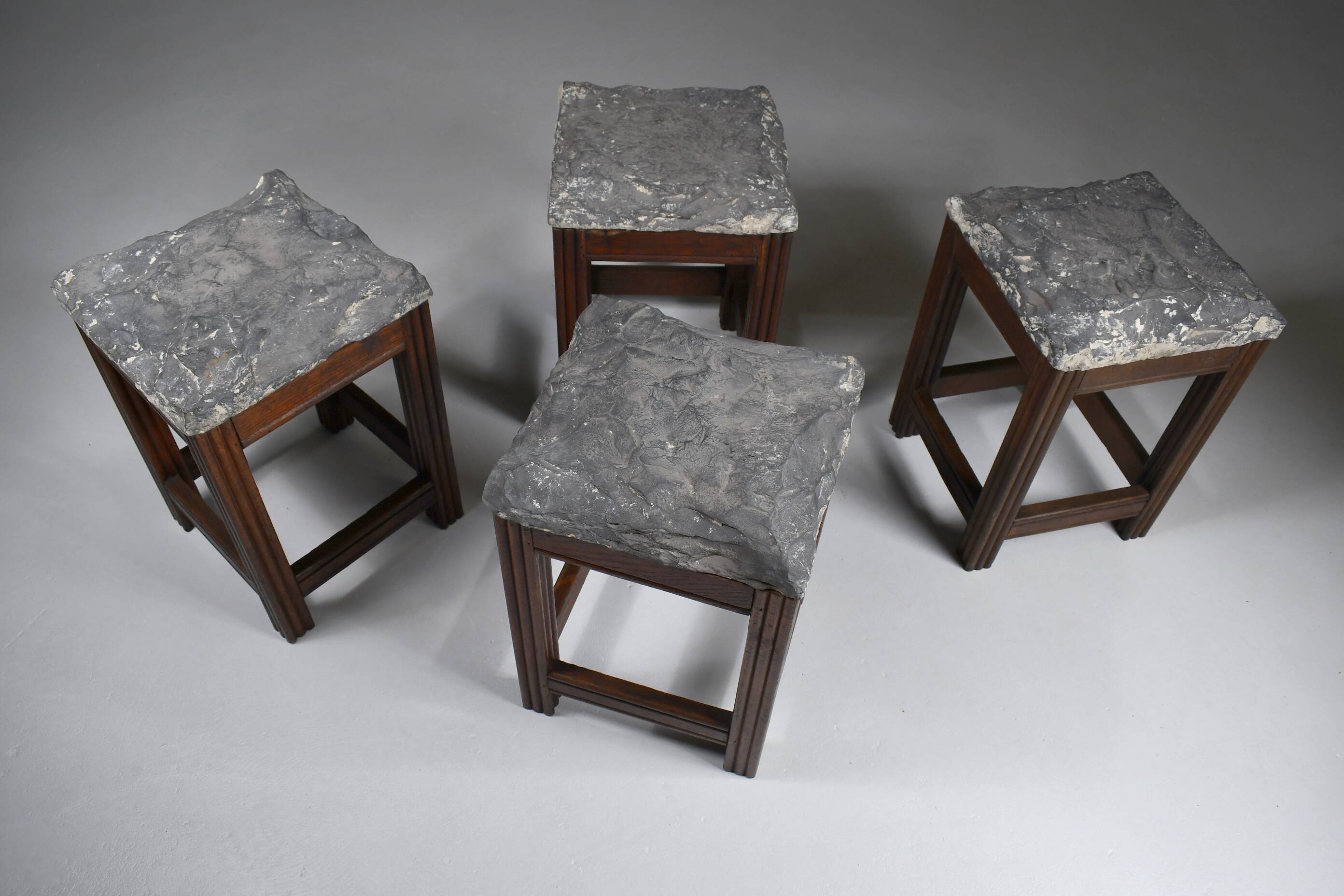 Tabourets vintage en pierre et bois x 4