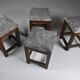 Tabourets vintage en pierre et bois x 4