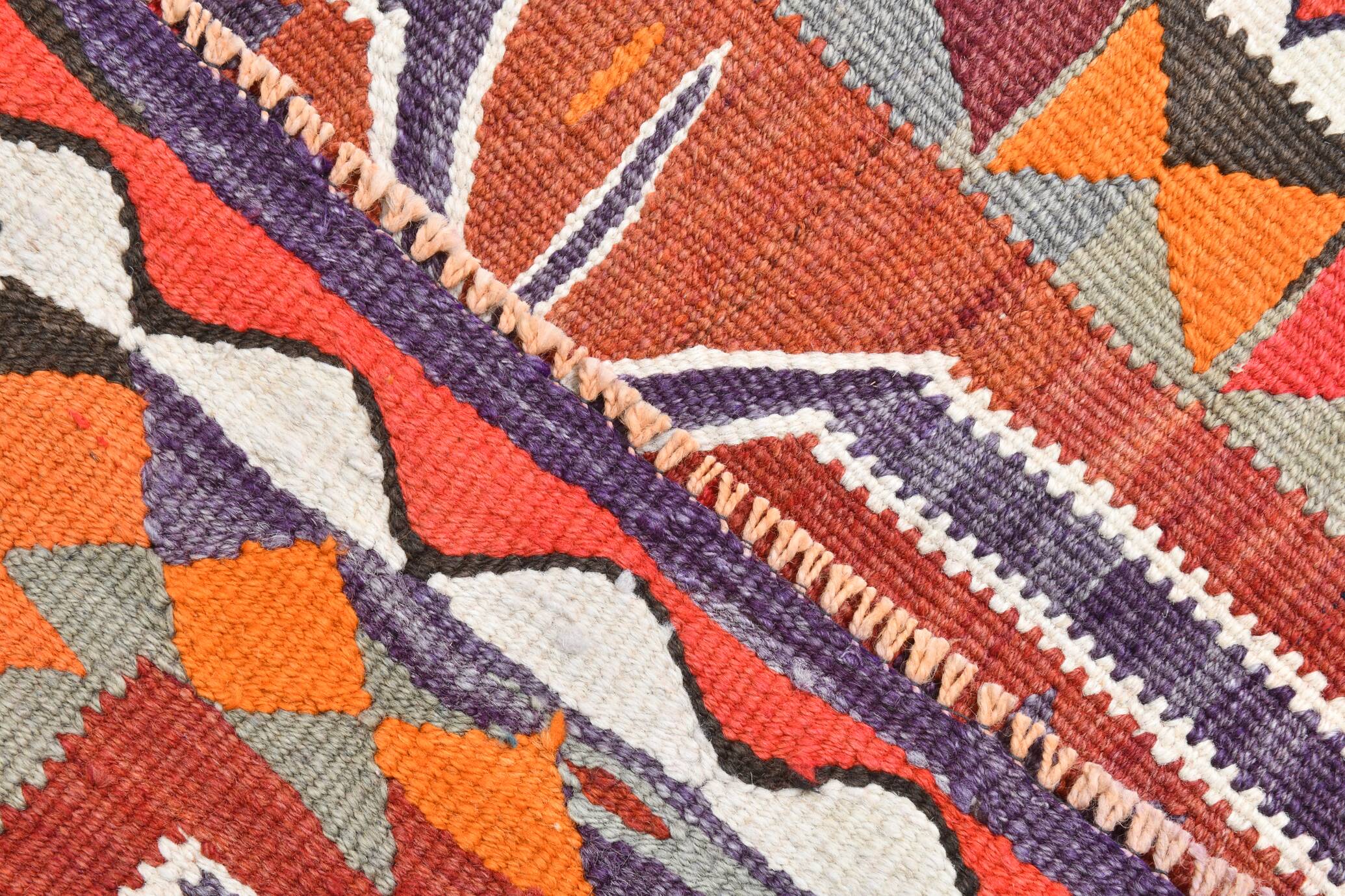 Red Orange Tribal Vintage Runner Rug, 101x297Cm