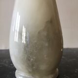 Vase in unbleached white marble with engraved flowers