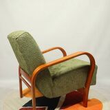 Fauteuil Art déco en jacquard géométrique vert par Kropacek Kozelek 1950