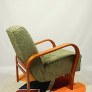 Art Deco armchair in green geometric jacquard by Kropacek Kozelek 1950