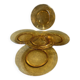 5 small amber glass plates Vereco