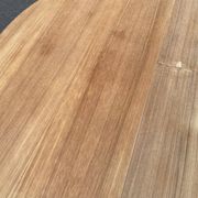 Scandinavian round extendable dining table stripped in teak 115cm