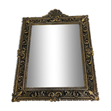 Vintage wall mirror t brass frame, italy, 1950 s
