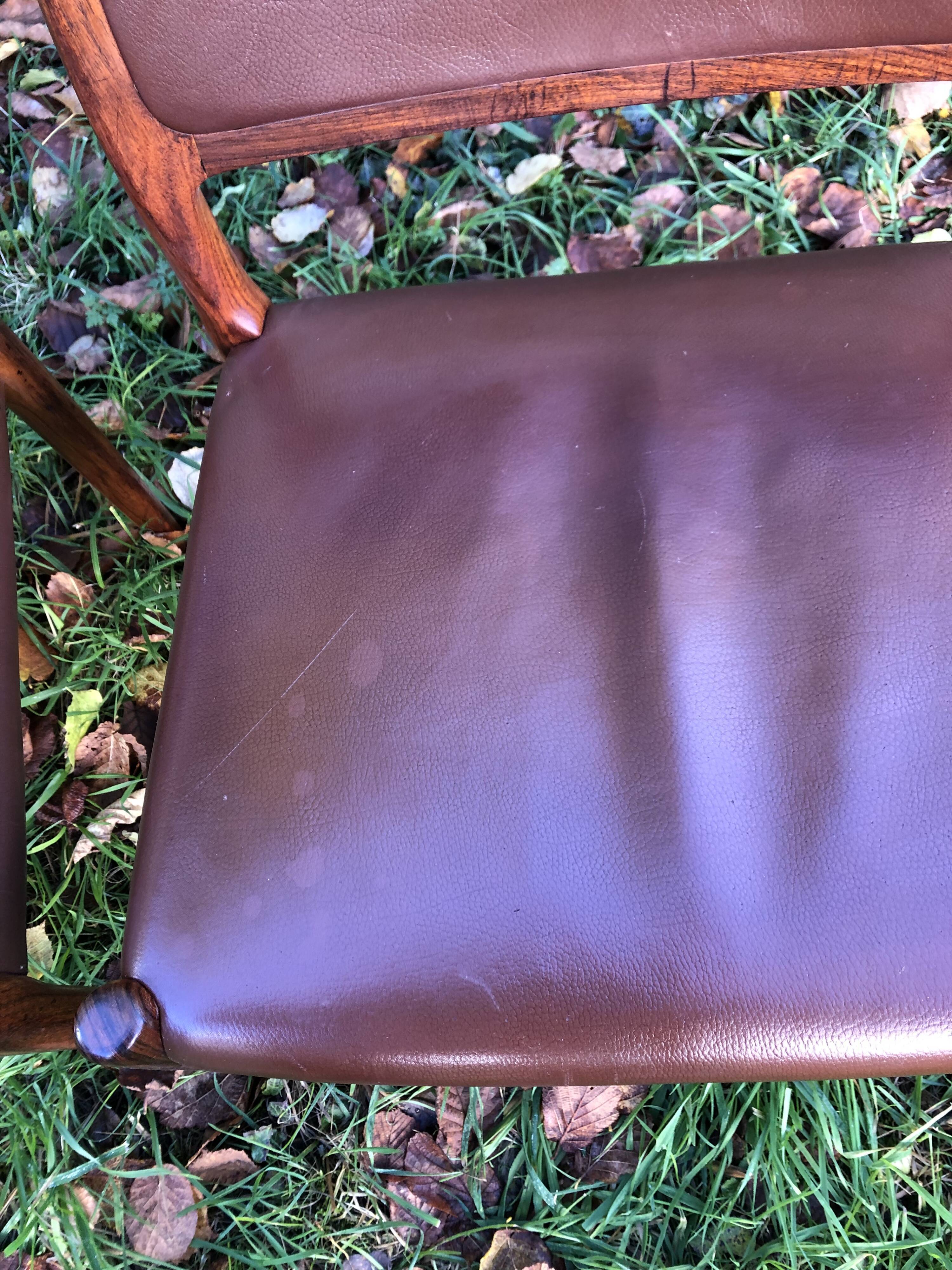 Chairs Niels Otto Møller model 80 brown leather and rosewood 60s