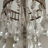 Lustre 6 feux à pampilles Louis XVI en cristal,  XVIIIème