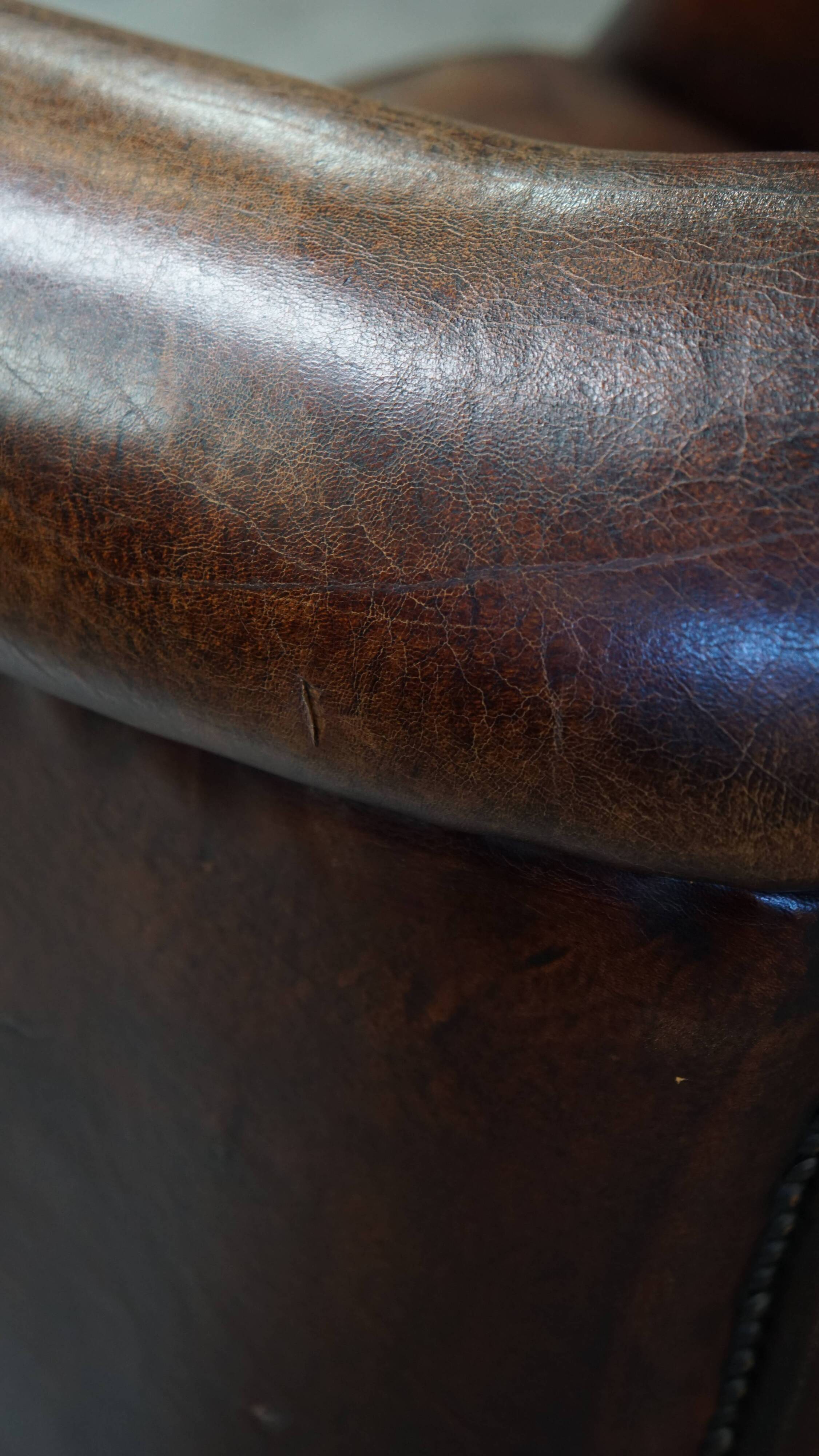 Club chair made of sheepskin leather