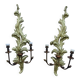 Pair of 86cm castle sconces in gilded wood from the 1940s