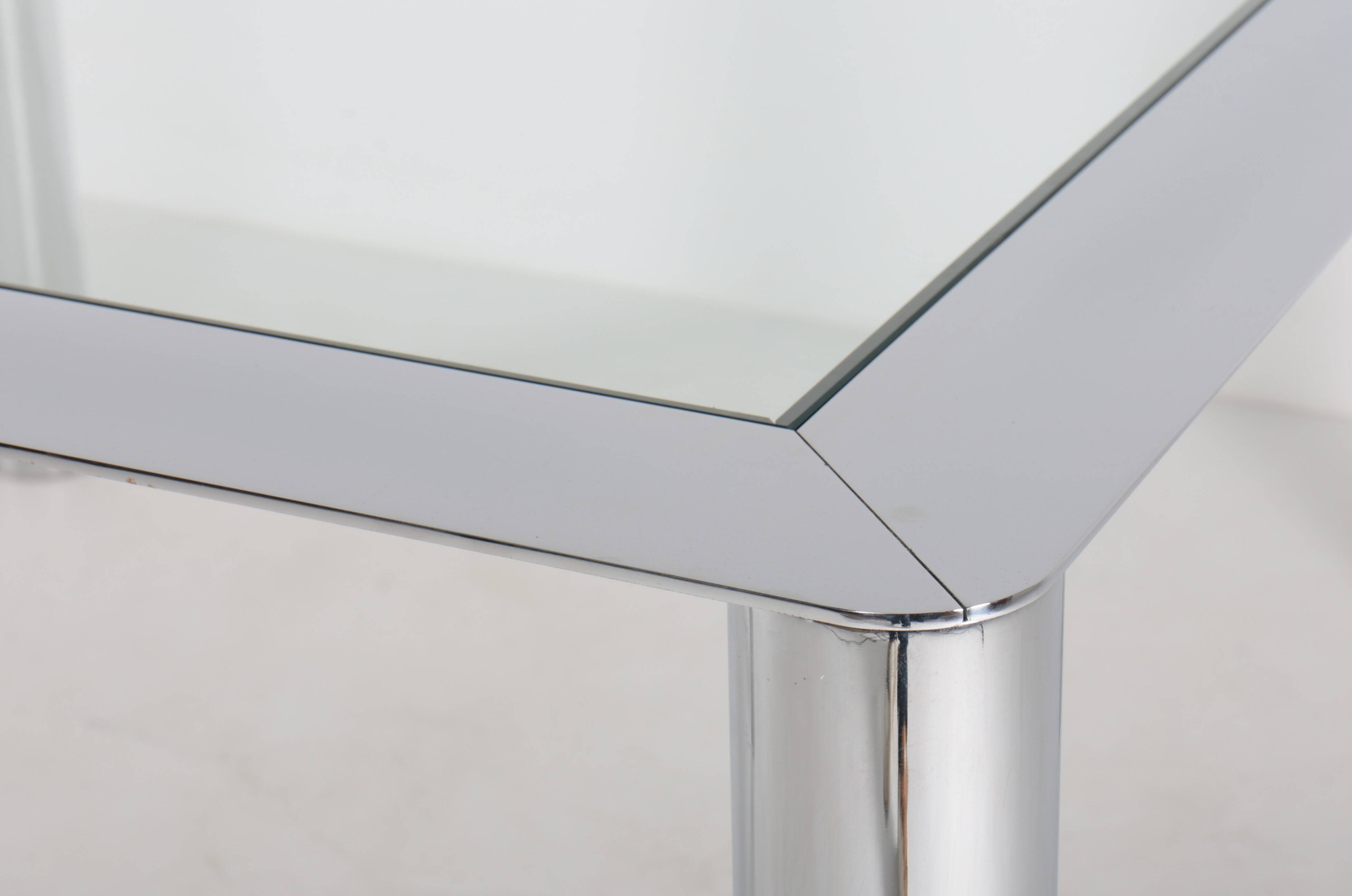 Square chrome-plated steel table by Sergio Mazza for Cinova, Italy, 1970s