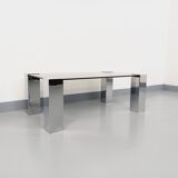 Vintage Italian coffee table Cidue in smoked glass and chrome metal from the 70s