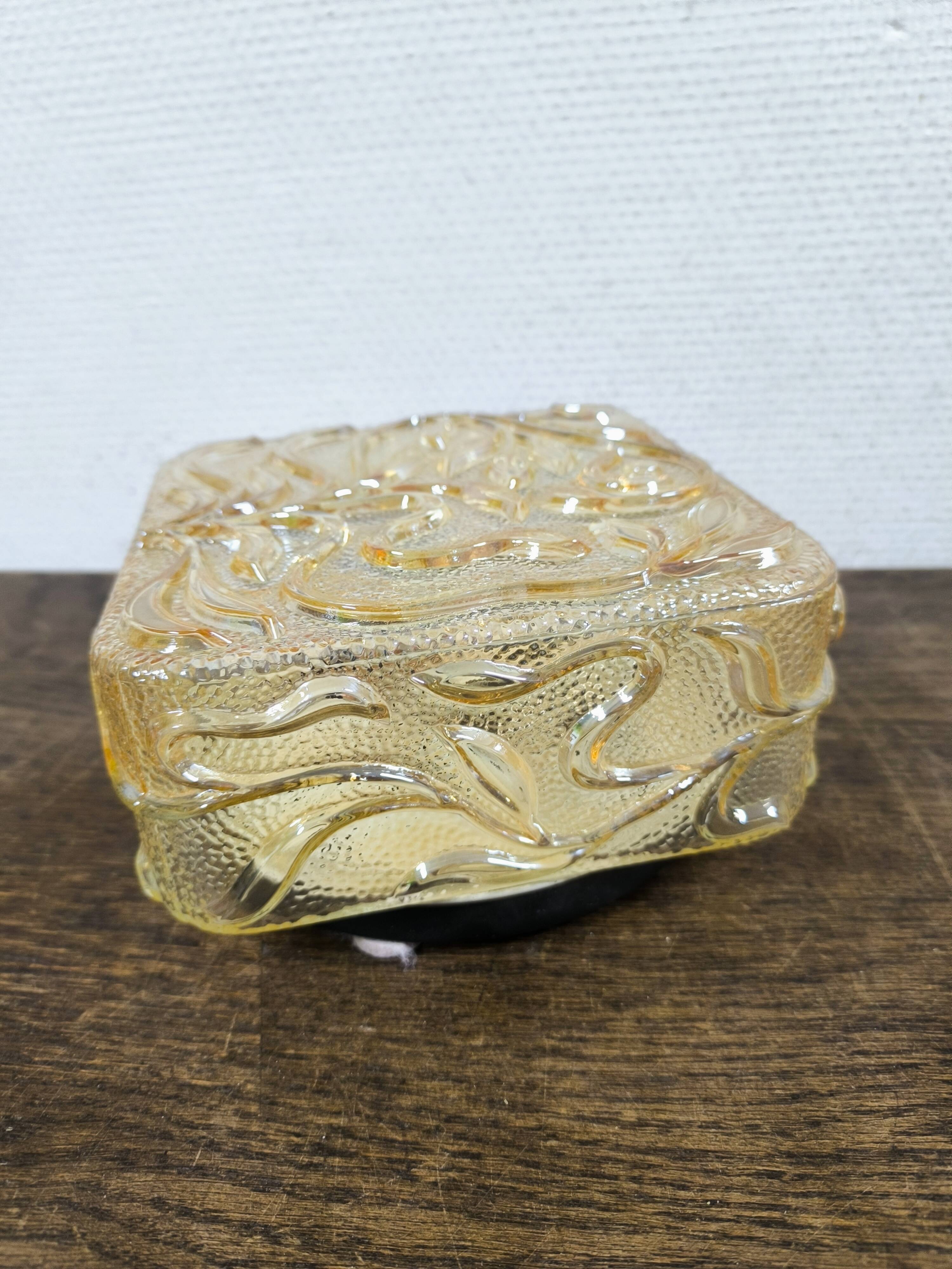 Amber glass wall lamp vintage flowers