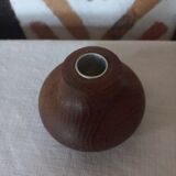 Ball shaped wooden candle holder
