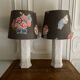 Paire de lampes Hollywood Regency en céramique imitation bambou XXe