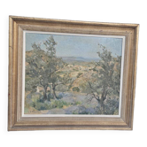 Armand Brugnaud - Oil on Panel Rousset Seen from the Lavender Fields