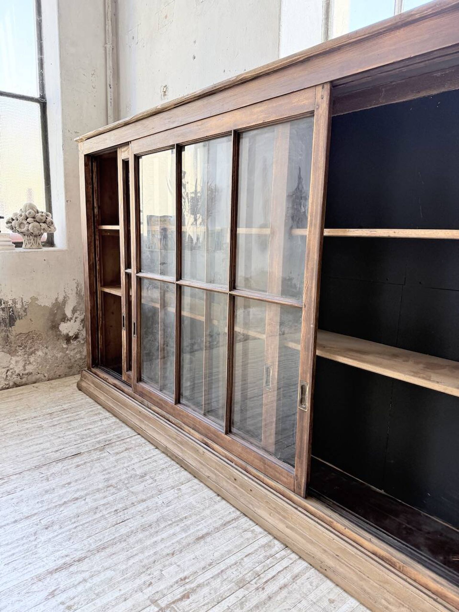 XXL industrial sideboard with glass doors