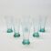 6 flared glasses in textured bubble blown blue glass pastis / orangeade / water