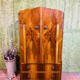 Art decó vintage Brocante burr walnut compactum wardrobe 1920-1930