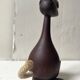 Teak wood kangaroo sculpture & genuine leather, Damemark design 1970