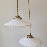 Duo of serrated opaline suspensions