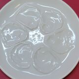 6 white oyster plates in Saint St Amand earthenware slip France