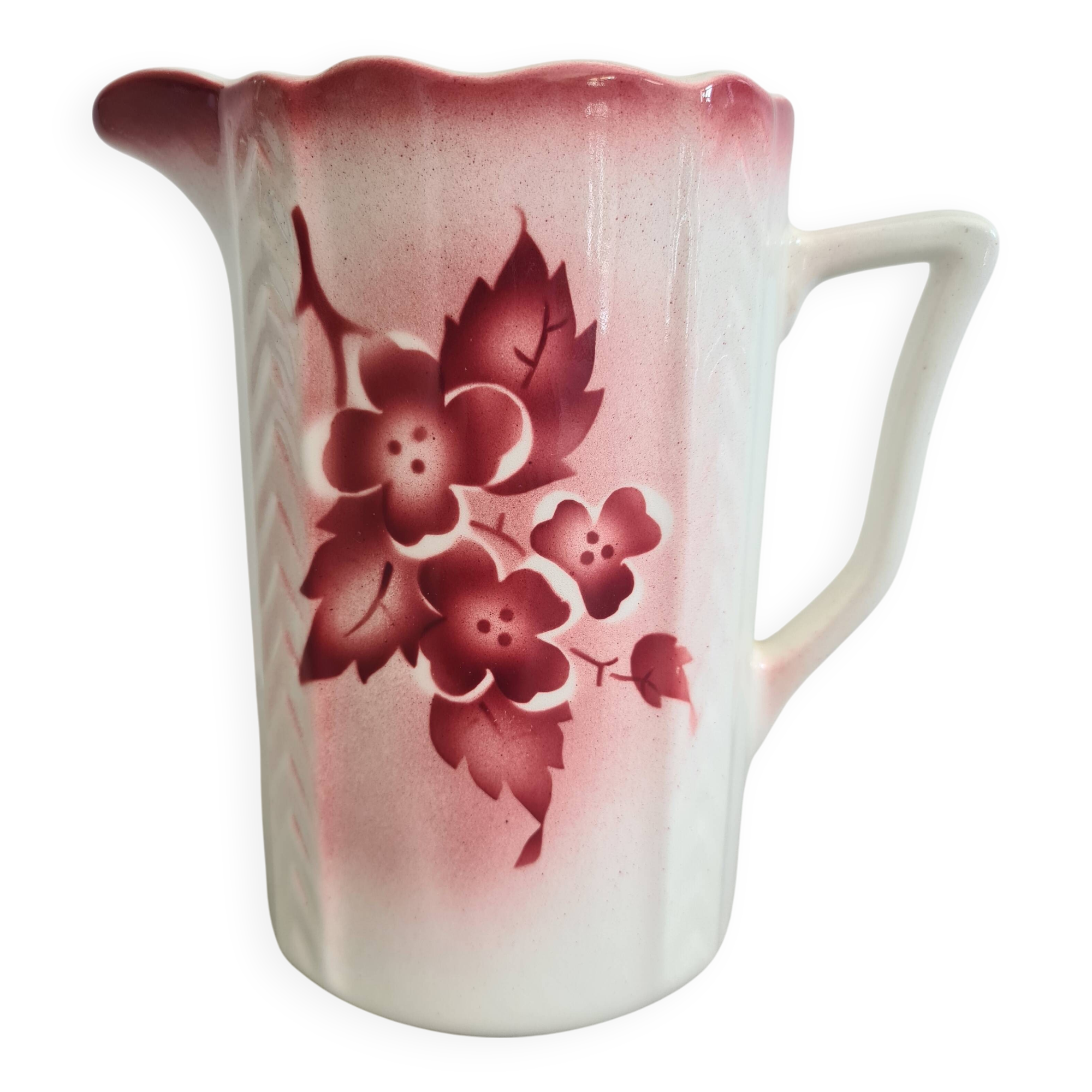 Old pitcher pink flowers Granit Hungary