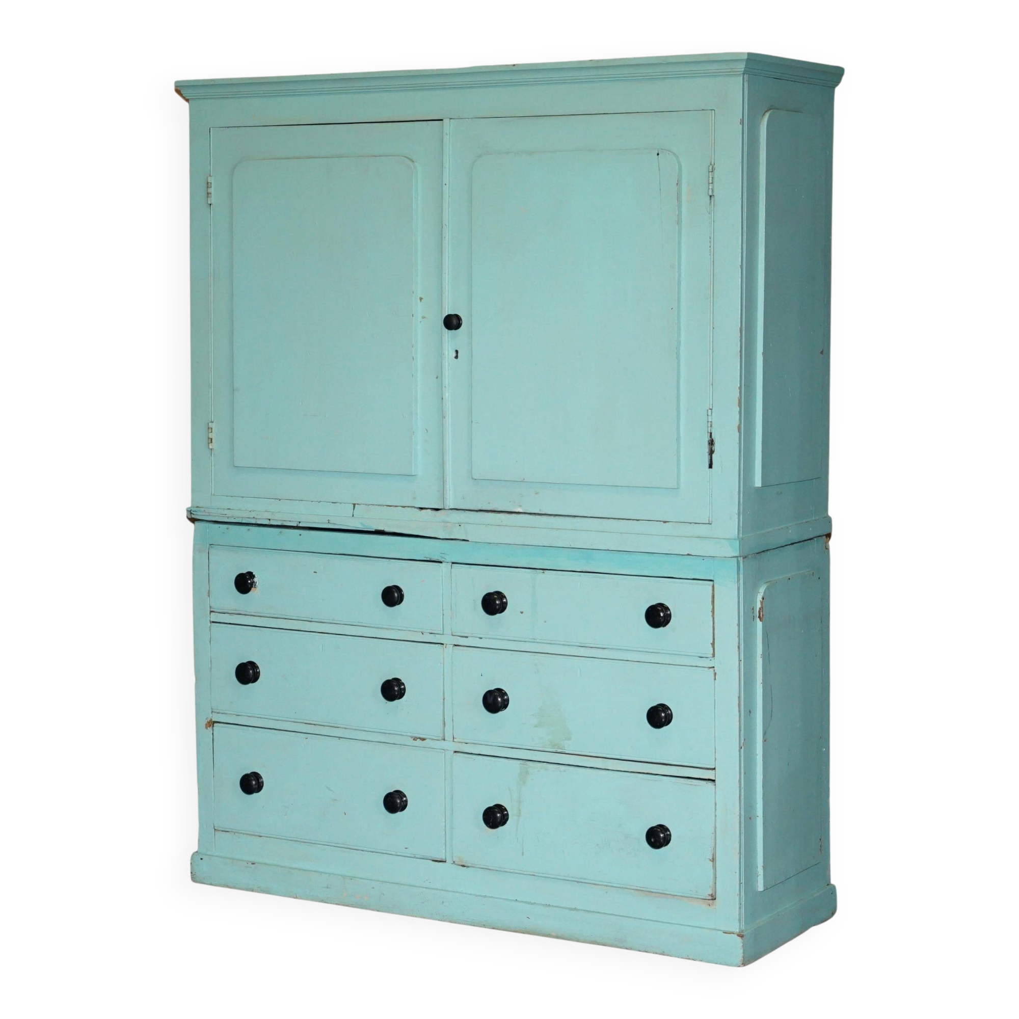 Painted pine linen cupboard or Victorian pantry circa 1860