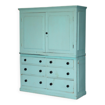 Painted pine linen cupboard or Victorian pantry circa 1860