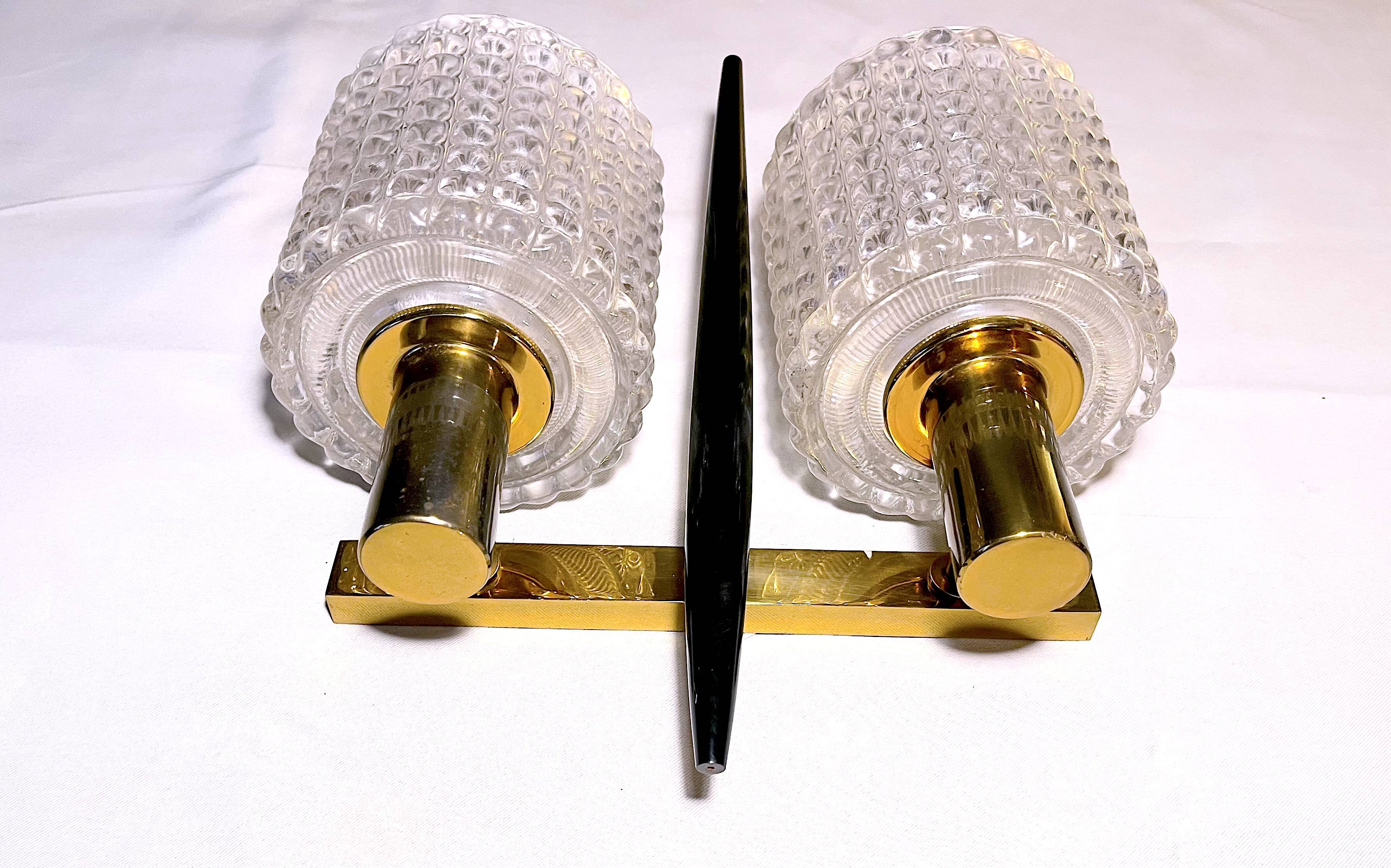 Carl fagerlund, wall lamp, brass & crystal, by , mid-century sweden