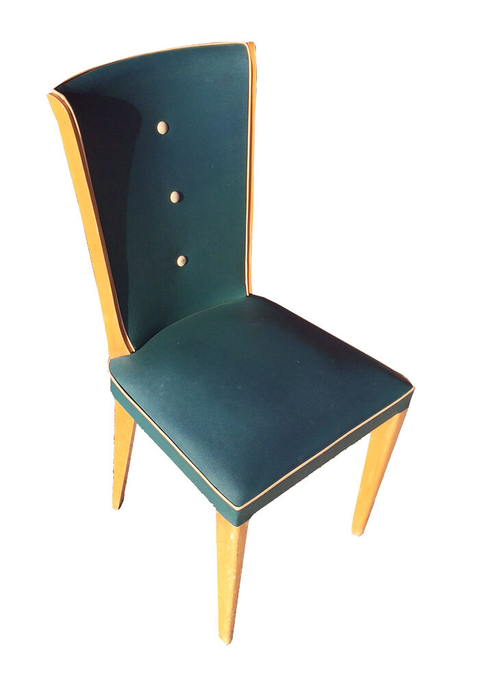 Chaise en Moleskine vert années 50