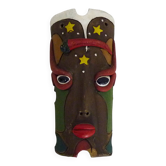 Vintage wall mask of Brazilian popular art by MOURA in clay.