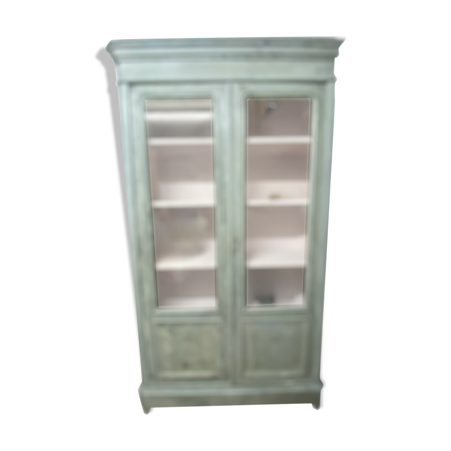 Bibliothèque vitrine Anglaise Patinée