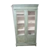 Bibliothèque vitrine Anglaise Patinée