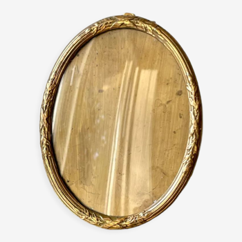 Antique metal gold colored oval picture frame brass 9 cm x 7.5 cm