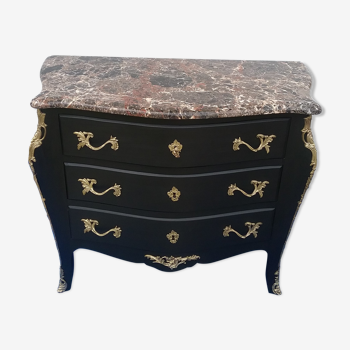Black Louis XV style chest of drawers