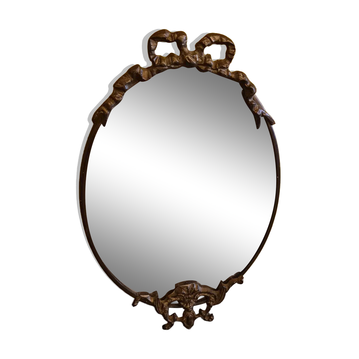 Classic Bronze and Brass Oval Mirror from the 1950s.